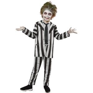 NWT Warner Bros. Kid’s Beetlejuice Halloween Costume Boys Jumpsuit Sz S & M